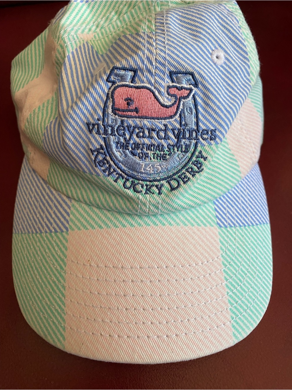 Vineyard Vines Kentucky Derby Whale Patch Cap - Pastel Plaid 145th